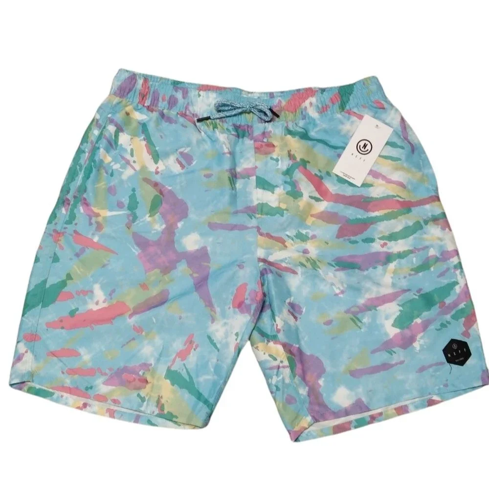 NWT Neff Tie Dye Splatter Swim Trunks